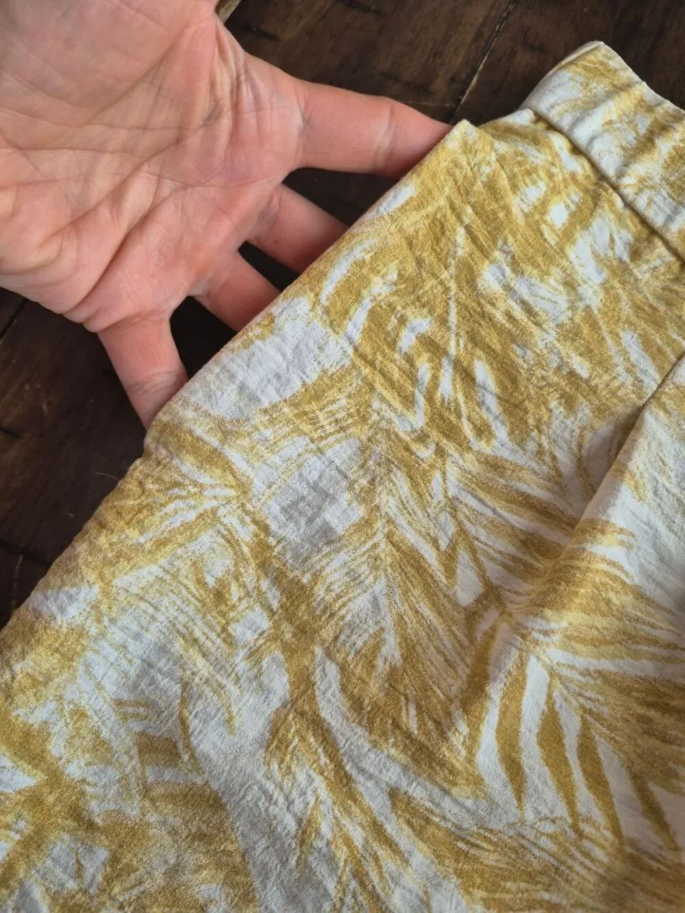 Haver & Blair Yellow Print Wide-Leg Crop Pants XL - Picture 3 of 6